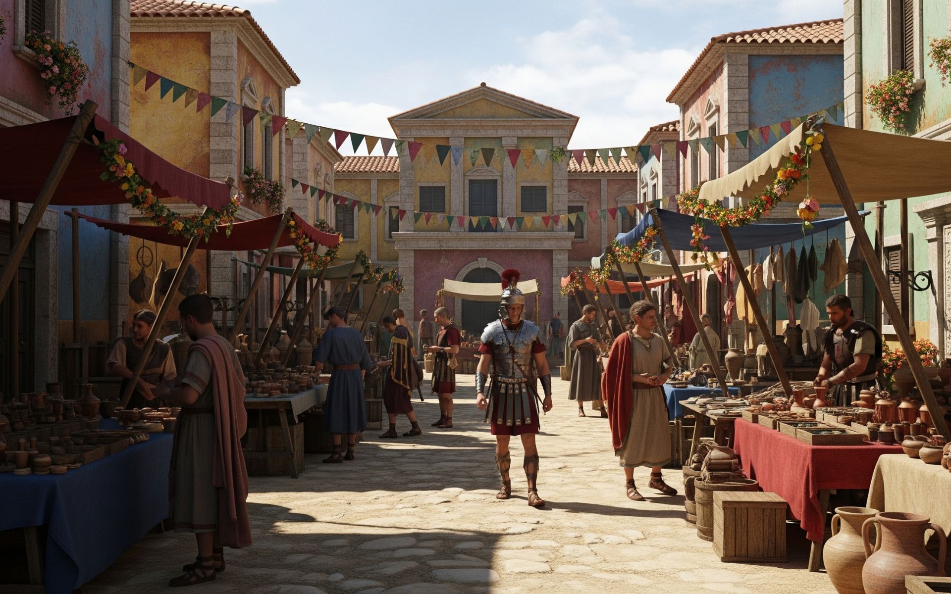 Historia Viva | Recreaciones históricas de la vida cotidiana y visitas teatralizadas. Mercado Romano. En la villa romana la olmeda y Saldaña