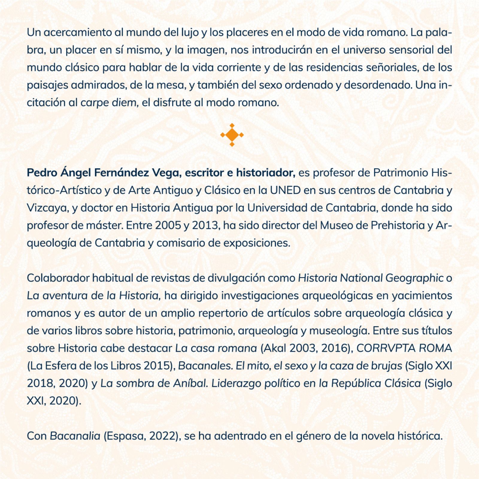 Nueva fecha para el curso de "Romana Luxuria": 18 y 19 de octubre en el Centro Cultural Provincial.