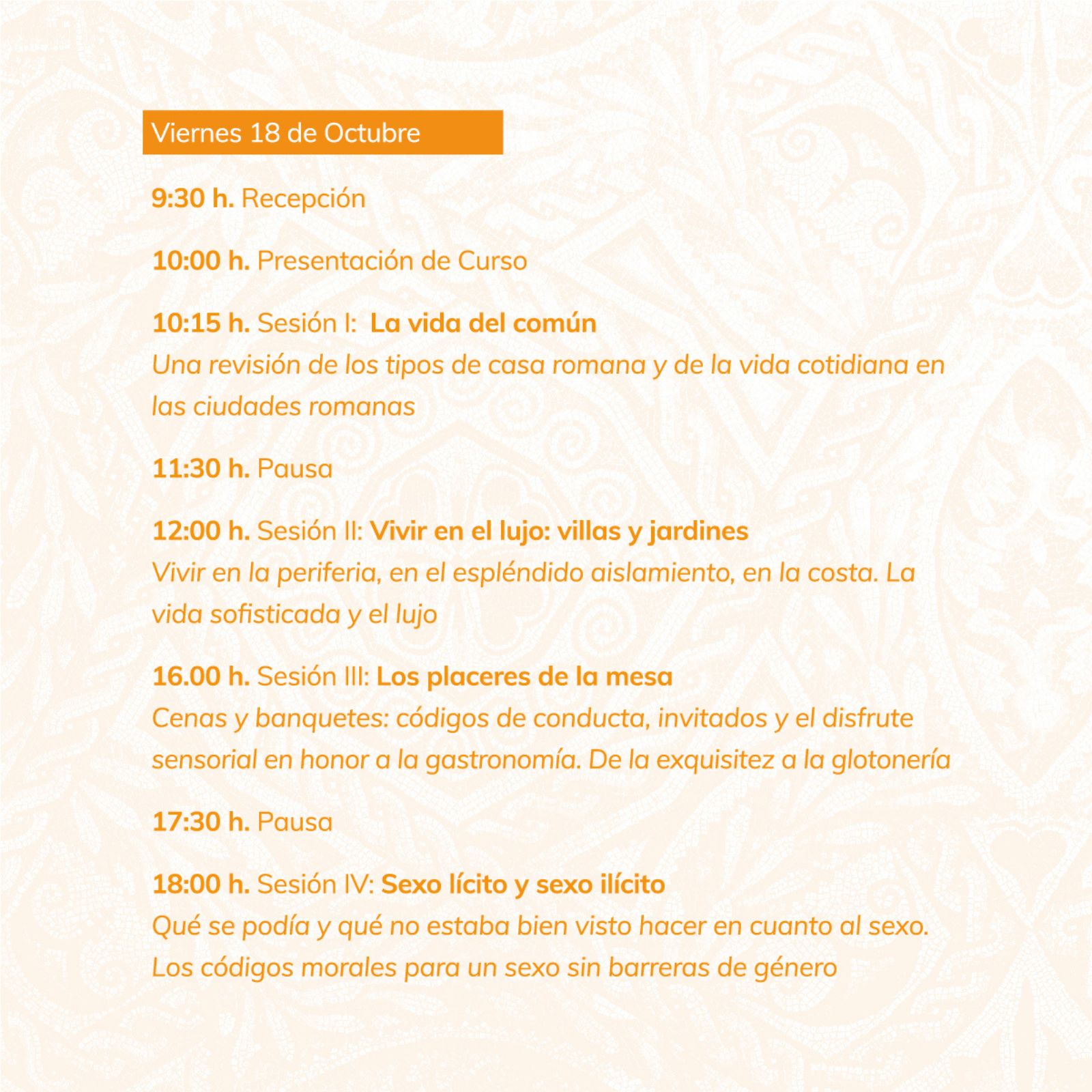 Nueva fecha para el curso de "Romana Luxuria": 18 y 19 de octubre en el Centro Cultural Provincial.