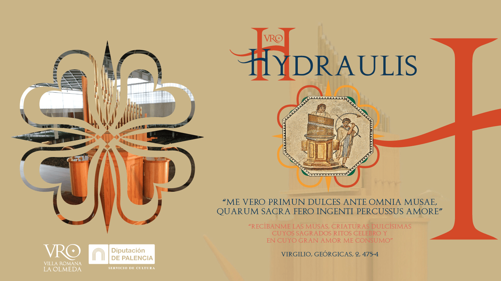 suena el órgano hydraulis de la villa romana la olmeda los sábados por la mañana en el mes de mayo