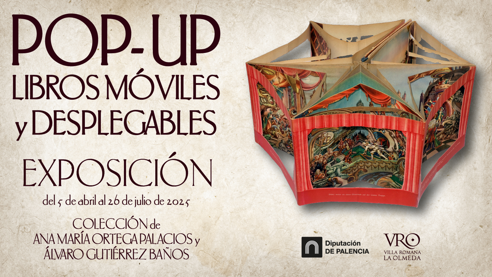 Dos fechas para visitar la exposición 'Pop-Up' de libros móviles y desplegables en la vila romana la olmeda con las explicaciones de los creadores y organizadores de la exposición.