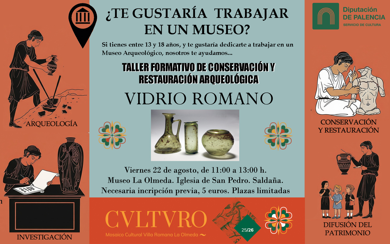 Taller de restauración y conservación de objetos arqueológicos: vidrio | AuLA OLMEDA