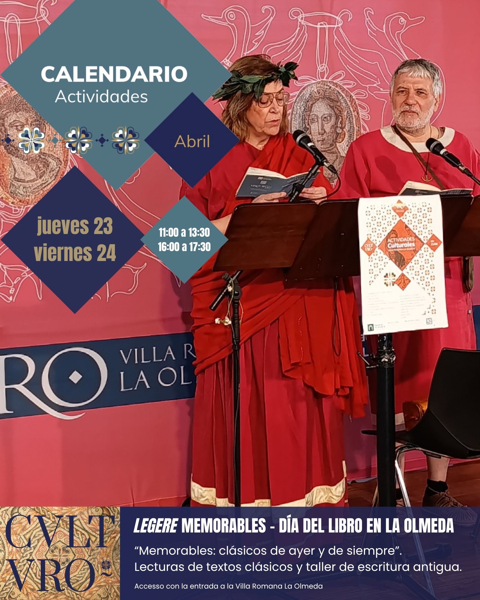 Celebra el Día del Libro en la Villa Romana La Olmeda del 23 al 26 de abril. CVLTVRO 2026.
